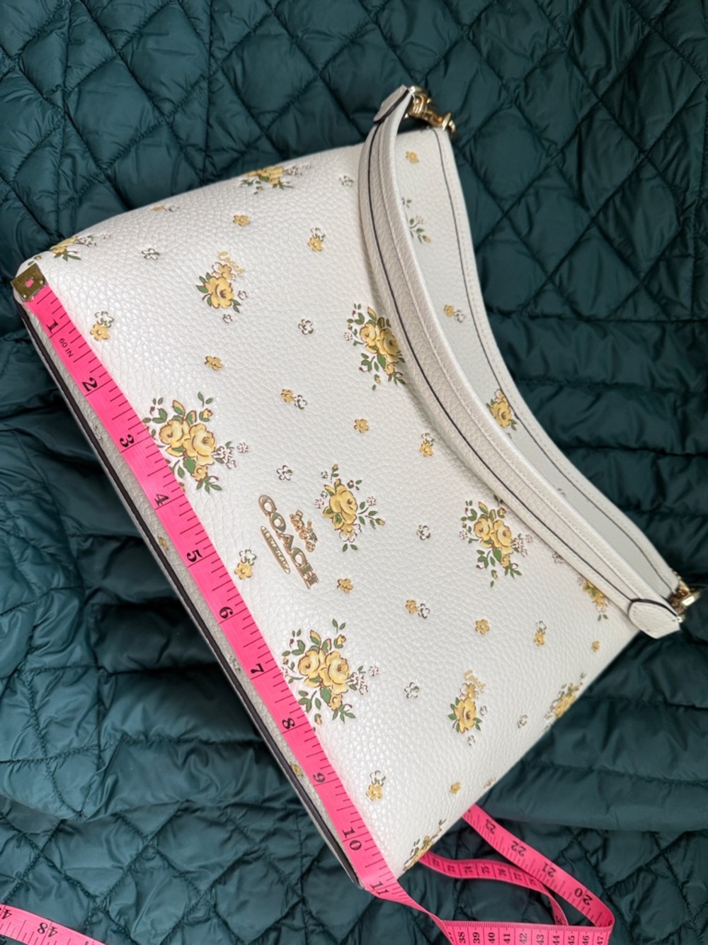 Coach White Floral Pebbled Leather Wristlet with Yellow Flowers - Picture 9 of 11